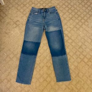 Hollister Patchwork High-Rise Mom Jeans